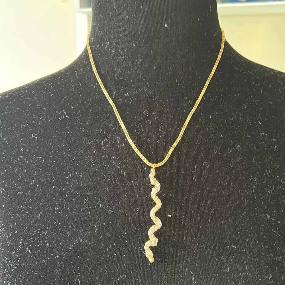 NECKLACE 2/$25 gold with gold and crystal pendant
